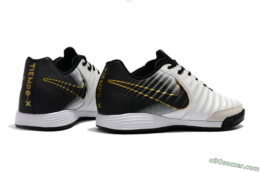 Nike Tiempo Ligera 4 IC Indoor & Futsal Soccer Shoes - White/Black/Gold 9