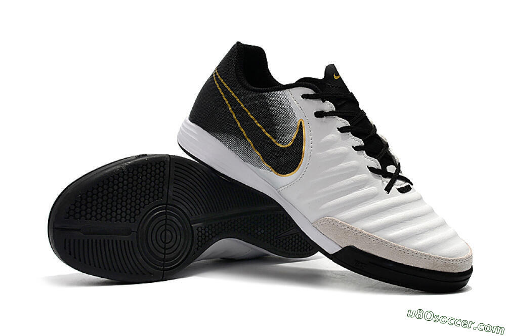 Nike Tiempo Ligera 4 IC Indoor & Futsal Soccer Shoes - White/Black/Gold 4