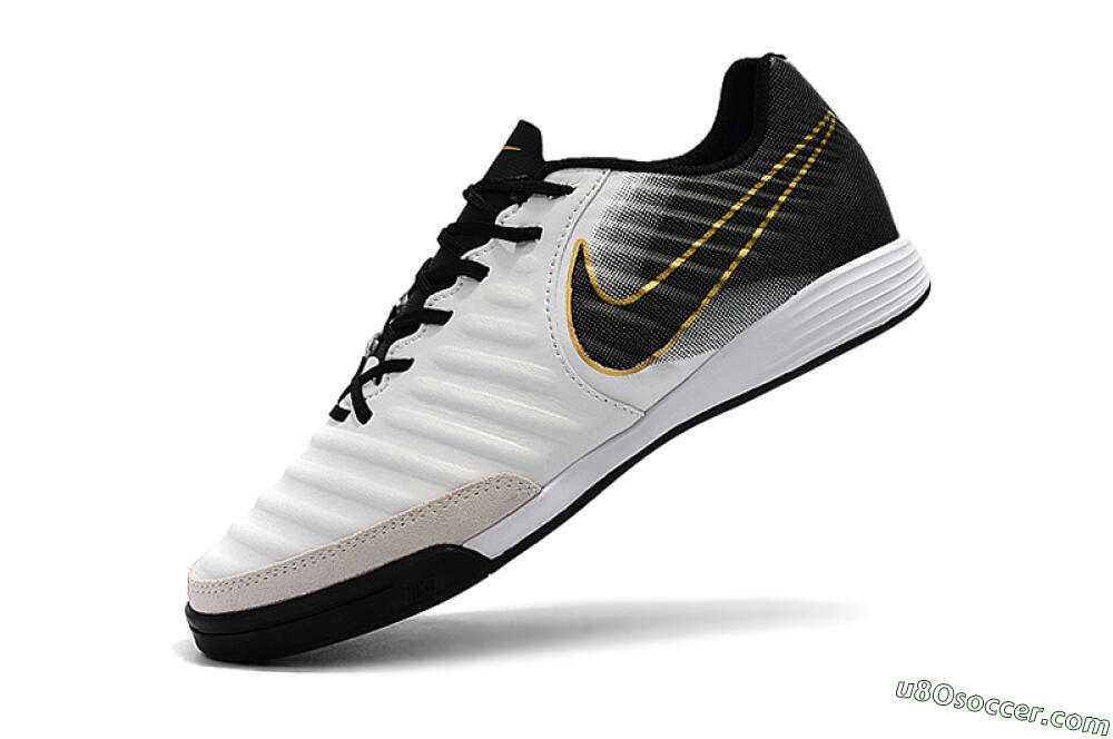 Nike Tiempo Ligera 4 IC Indoor & Futsal Soccer Shoes - White/Black/Gold 8
