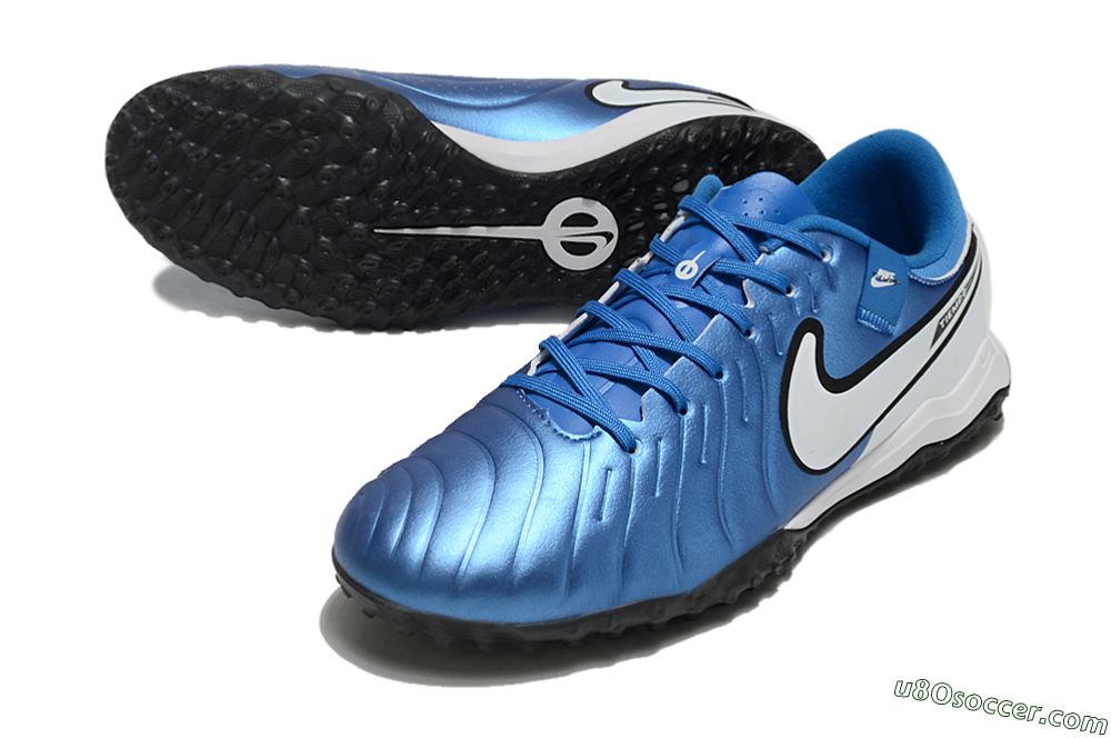 Nike Tiempo Legend 10 Academy TF Artificial Turf Soccer Shoes - Blue/White/Black 3