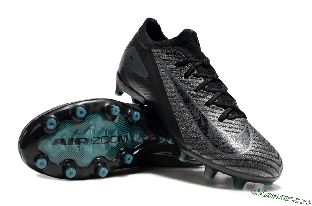 Nike Air Zoom Mercurial Vapor 16 Elite AG Artificial Grass Soccer Cleats - Black/Grey/Blue 3