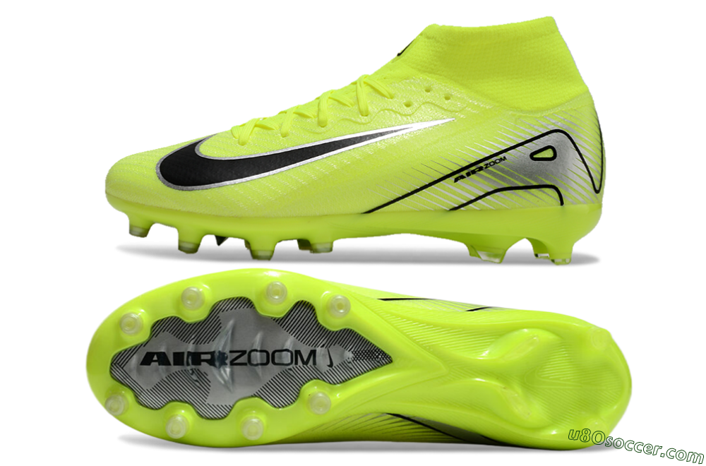 Nike Air Zoom Mercurial Superfly 10 Elite AG Artificial Grass Soccer Cleats - Yellow/Silver/Black 0