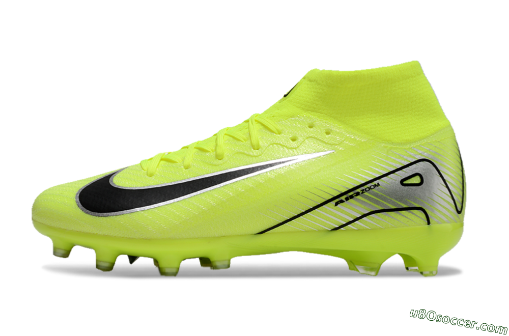 Nike Air Zoom Mercurial Superfly 10 Elite AG Artificial Grass Soccer Cleats - Yellow/Silver/Black 2