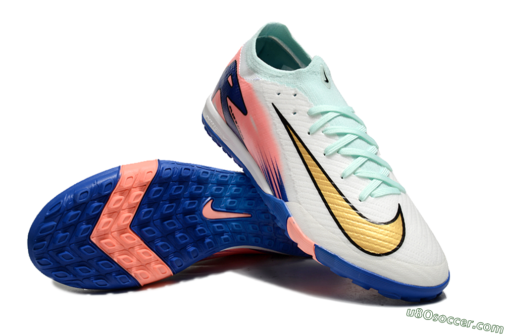 Nike Air Zoom Mercurial Vapor 16 Elite TF Artificial Turf Soccer Shoes - Jade/Pink/Blue 3