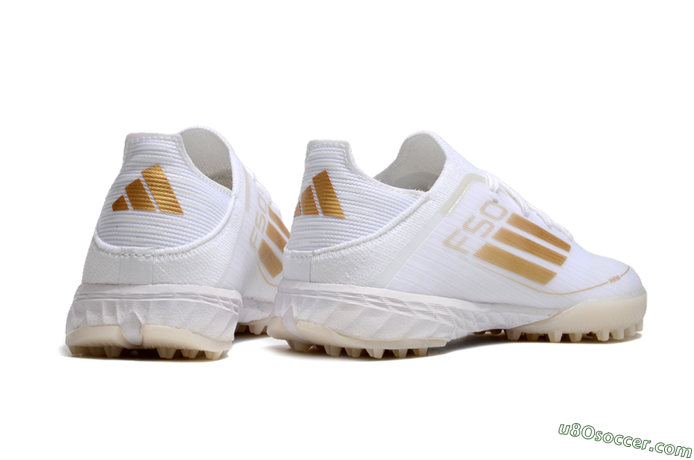 Kids Adidas F50 Elite TF Artificial Turf Soccer Shoes - White/Gold 7
