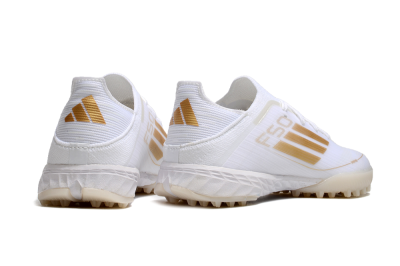 Kids Adidas F50 Elite TF Artificial Turf Soccer Shoes - White/Gold
