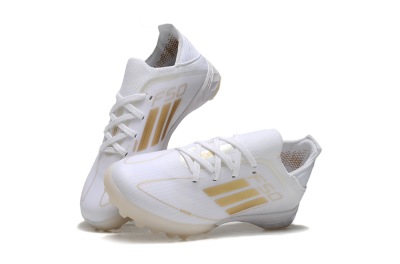 Kids Adidas F50 Elite TF Artificial Turf Soccer Shoes - White/Gold