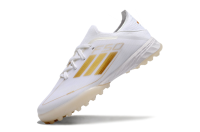Kids Adidas F50 Elite TF Artificial Turf Soccer Shoes - White/Gold