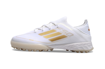 Kids Adidas F50 Elite TF Artificial Turf Soccer Shoes - White/Gold