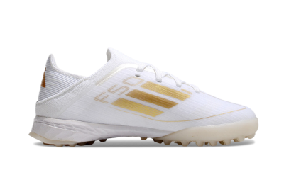 Kids Adidas F50 Elite TF Artificial Turf Soccer Shoes - White/Gold