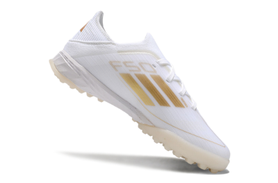 Kids Adidas F50 Elite TF Artificial Turf Soccer Shoes - White/Gold