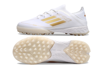 Kids Adidas F50 Elite TF Artificial Turf Soccer Shoes - White/Gold