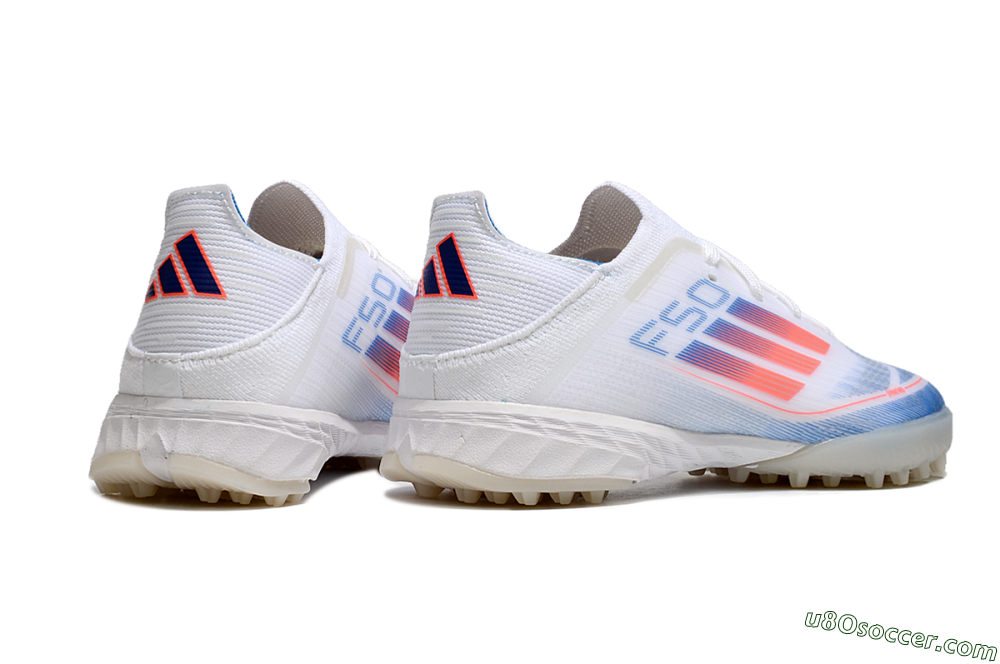 Kids Adidas F50 Elite TF Artificial Turf Soccer Shoes - White/Blue/Orange 7
