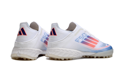 Kids Adidas F50 Elite TF Artificial Turf Soccer Shoes - White/Blue/Orange