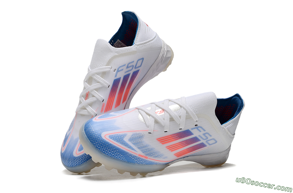 Kids Adidas F50 Elite TF Artificial Turf Soccer Shoes - White/Blue/Orange 3