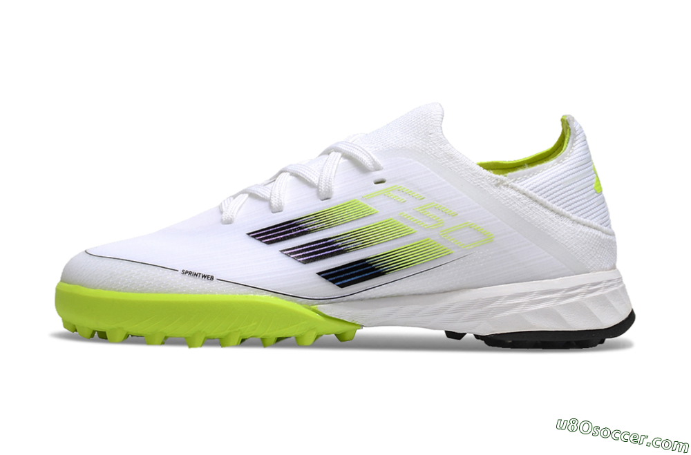 Kids Adidas F50 Elite TF Artificial Turf Soccer Shoes - White/Black/Green 1