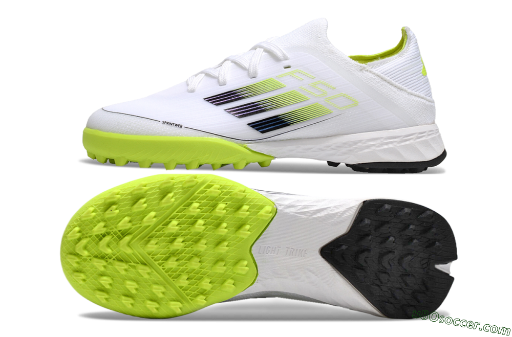 Kids Adidas F50 Elite TF Artificial Turf Soccer Shoes - White/Black/Green 0