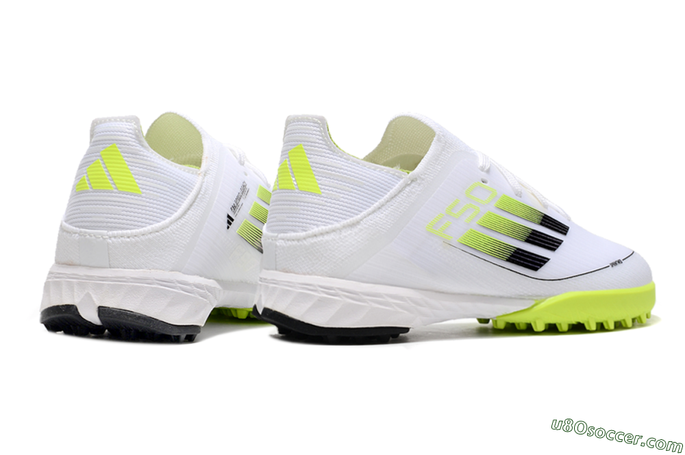 Kids Adidas F50 Elite TF Artificial Turf Soccer Shoes - White/Black/Green 5