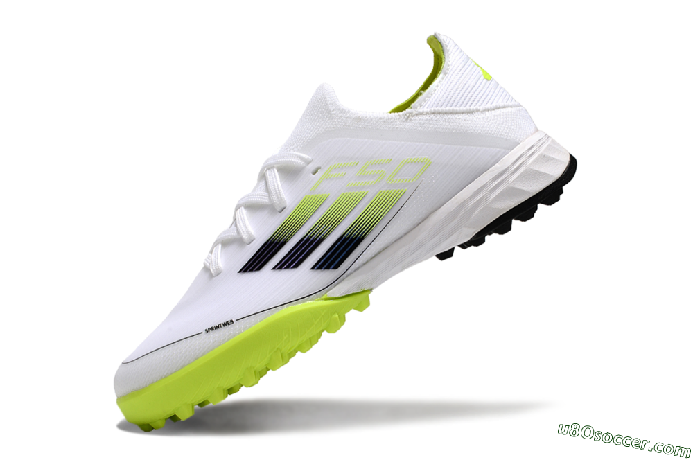 Kids Adidas F50 Elite TF Artificial Turf Soccer Shoes - White/Black/Green 3