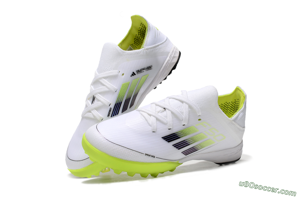 Kids Adidas F50 Elite TF Artificial Turf Soccer Shoes - White/Black/Green 2