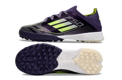 Kids Adidas F50 Elite TF Artificial Turf Soccer Shoes - Purple/Green/White