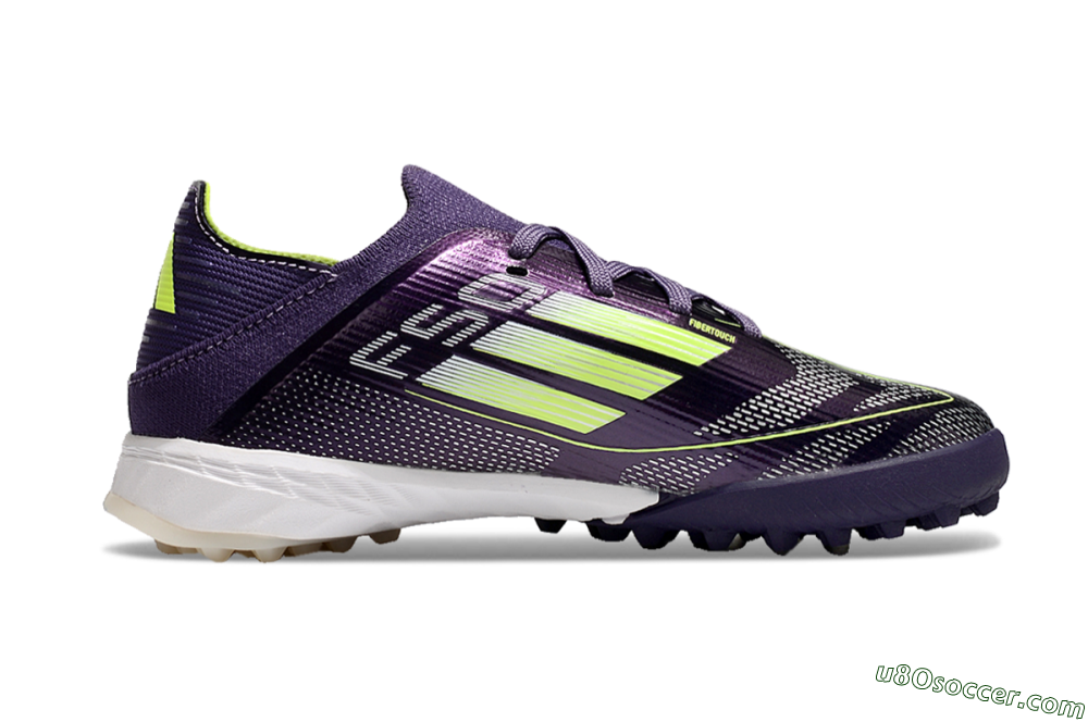 Kids Adidas F50 Elite TF Artificial Turf Soccer Shoes - Purple/Green/White 6
