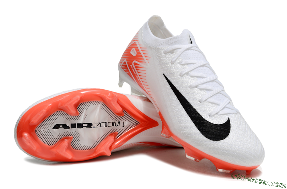 Nike Air Zoom Mercurial Vapor 16 Elite FG Firm Ground Soccer Cleats - White/Orange/Black 3