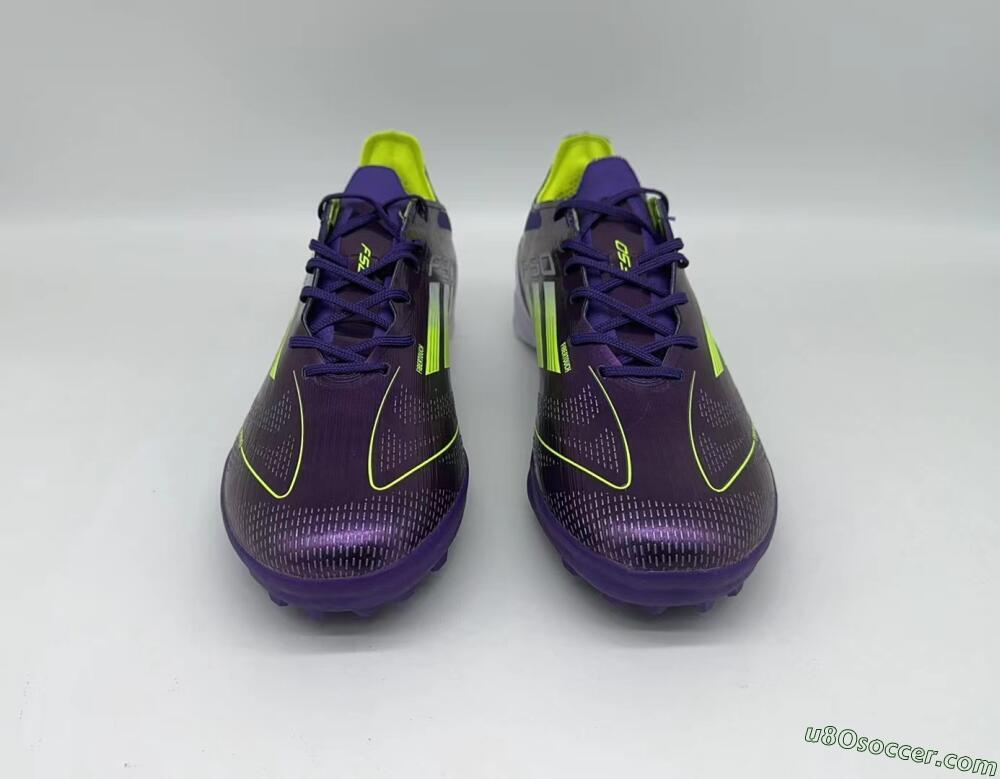Adidas F50 Pro TF Artificial Turf Soccer Shoes - Purple/Cloud White/Lucid Lemon