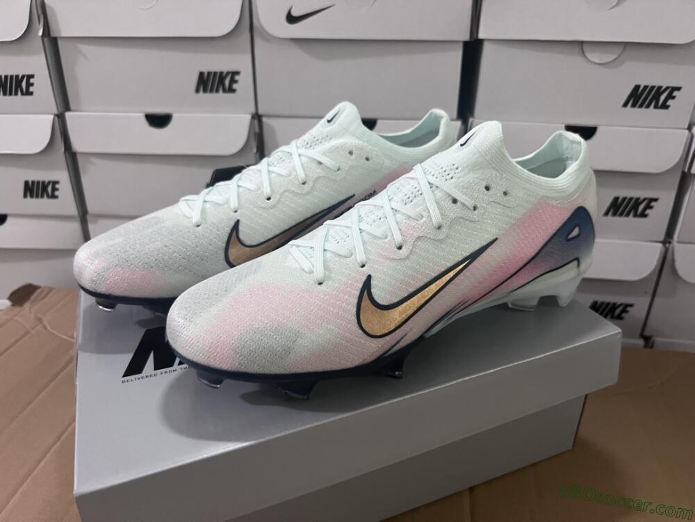 Nike Air Zoom Mercurial Vapor 16 Elite FG Firm Ground Soccer Cleats - White/Pink/Blue