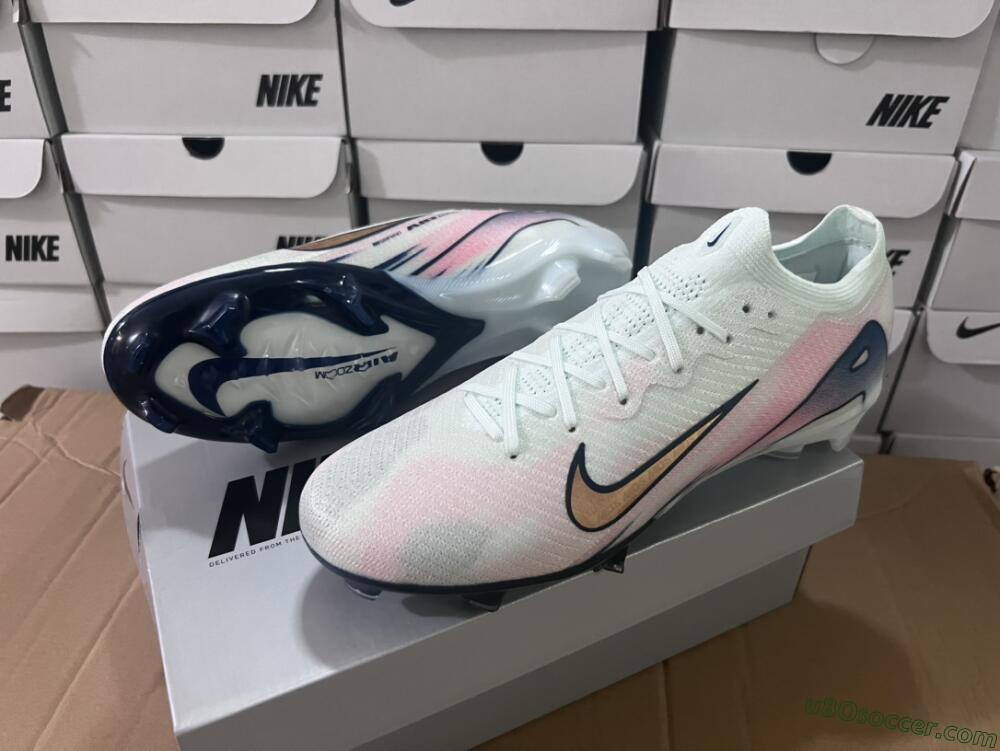 Nike Air Zoom Mercurial Vapor 16 Elite FG Firm Ground Soccer Cleats - White/Pink/Blue