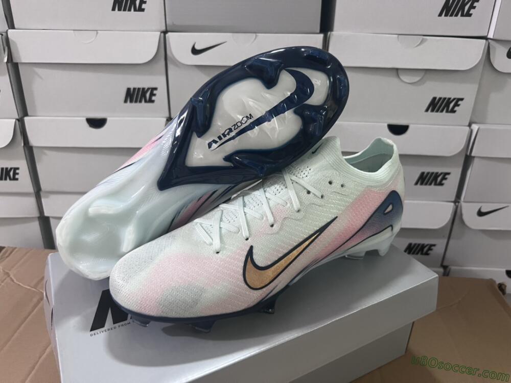 Nike Air Zoom Mercurial Vapor 16 Elite FG Firm Ground Soccer Cleats - White/Pink/Blue