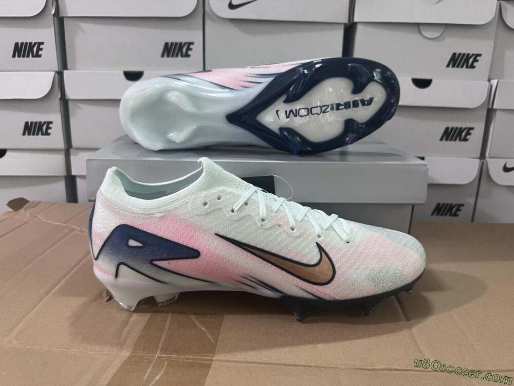 Nike Air Zoom Mercurial Vapor 16 Elite FG Firm Ground Soccer Cleats - White/Pink/Blue