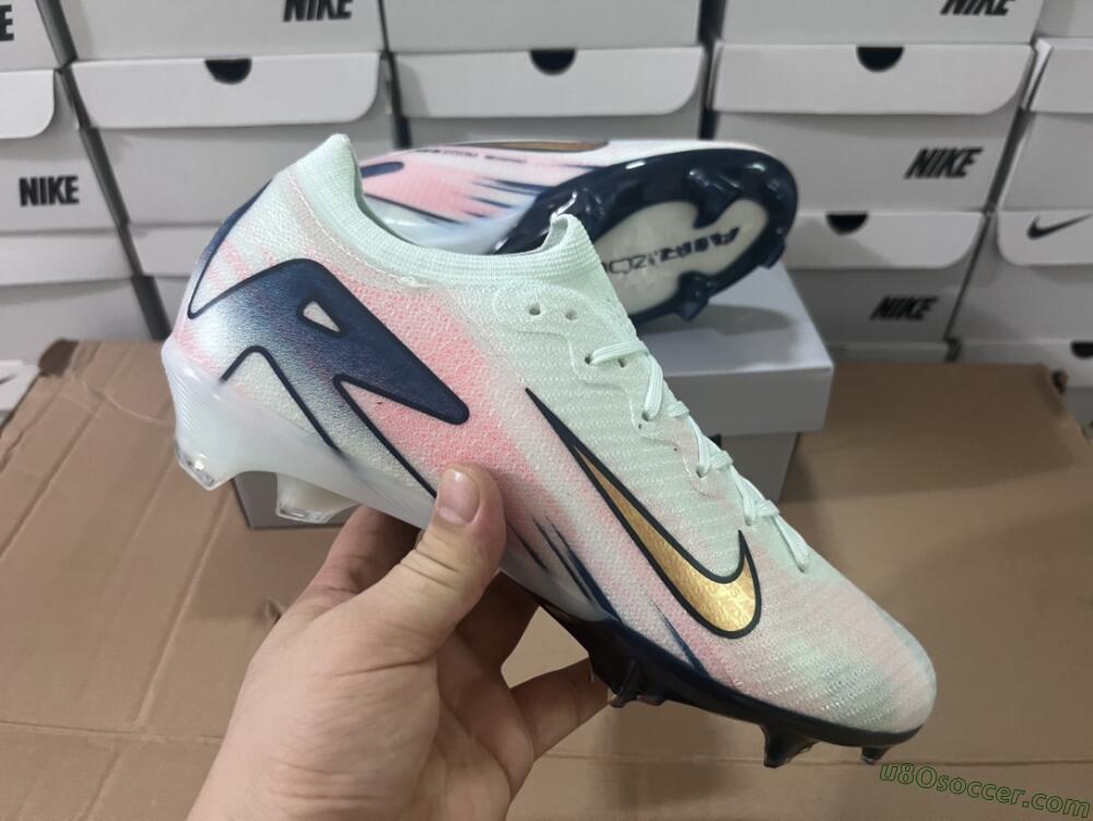 Nike Air Zoom Mercurial Vapor 16 Elite FG Firm Ground Soccer Cleats - White/Pink/Blue