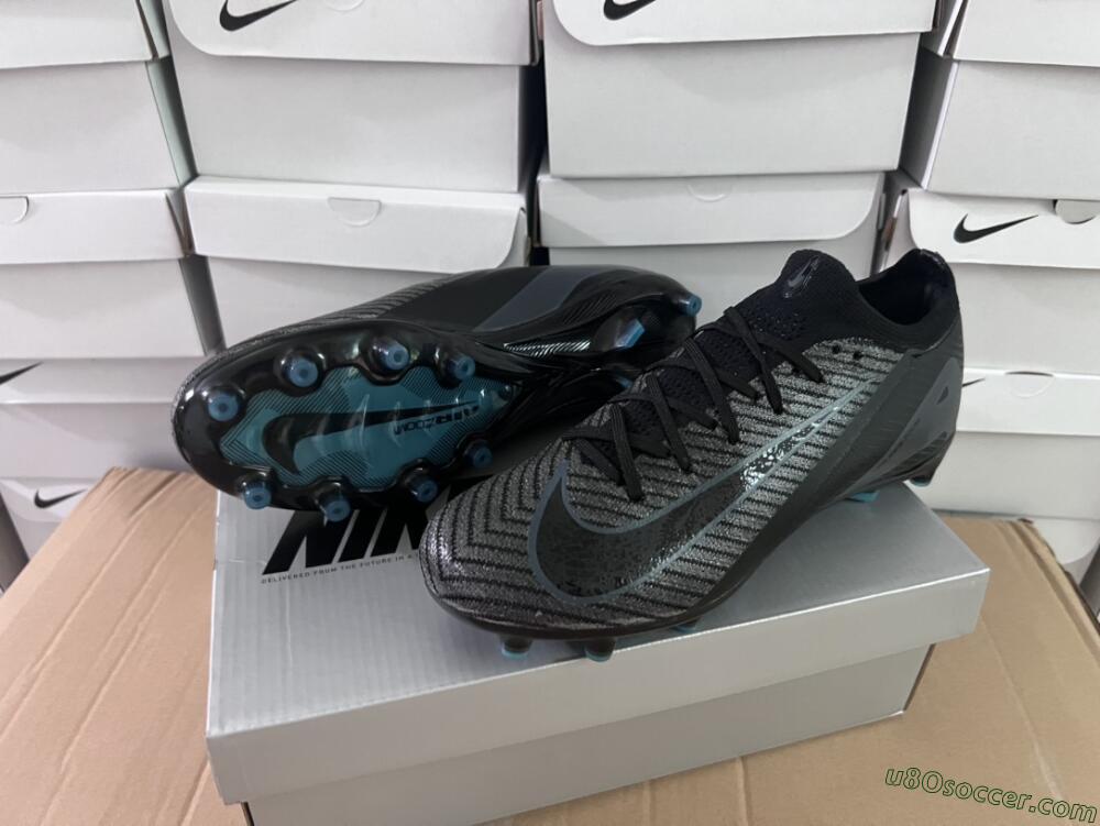 Nike Air Zoom Mercurial Vapor 16 Elite AG Artificial Grass Soccer Cleats - Black/Grey/Blue