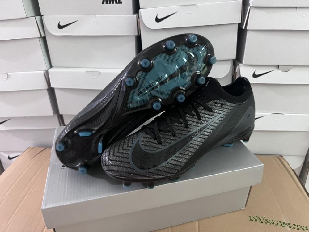 Nike Air Zoom Mercurial Vapor 16 Elite AG Artificial Grass Soccer Cleats - Black/Grey/Blue