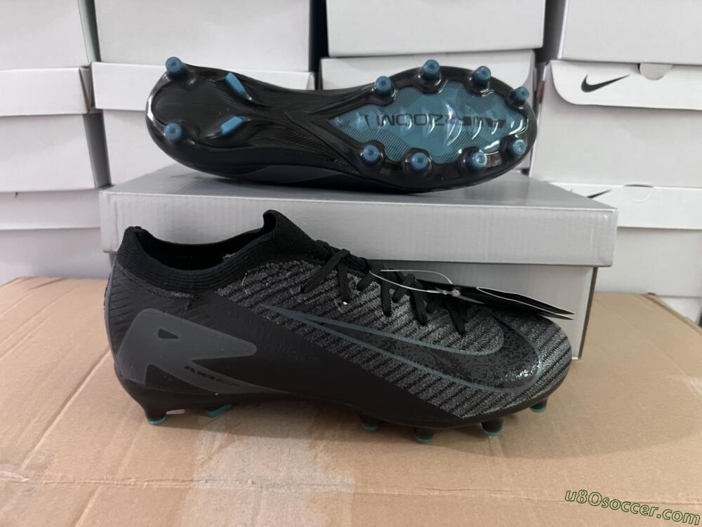 Nike Air Zoom Mercurial Vapor 16 Elite AG Artificial Grass Soccer Cleats - Black/Grey/Blue