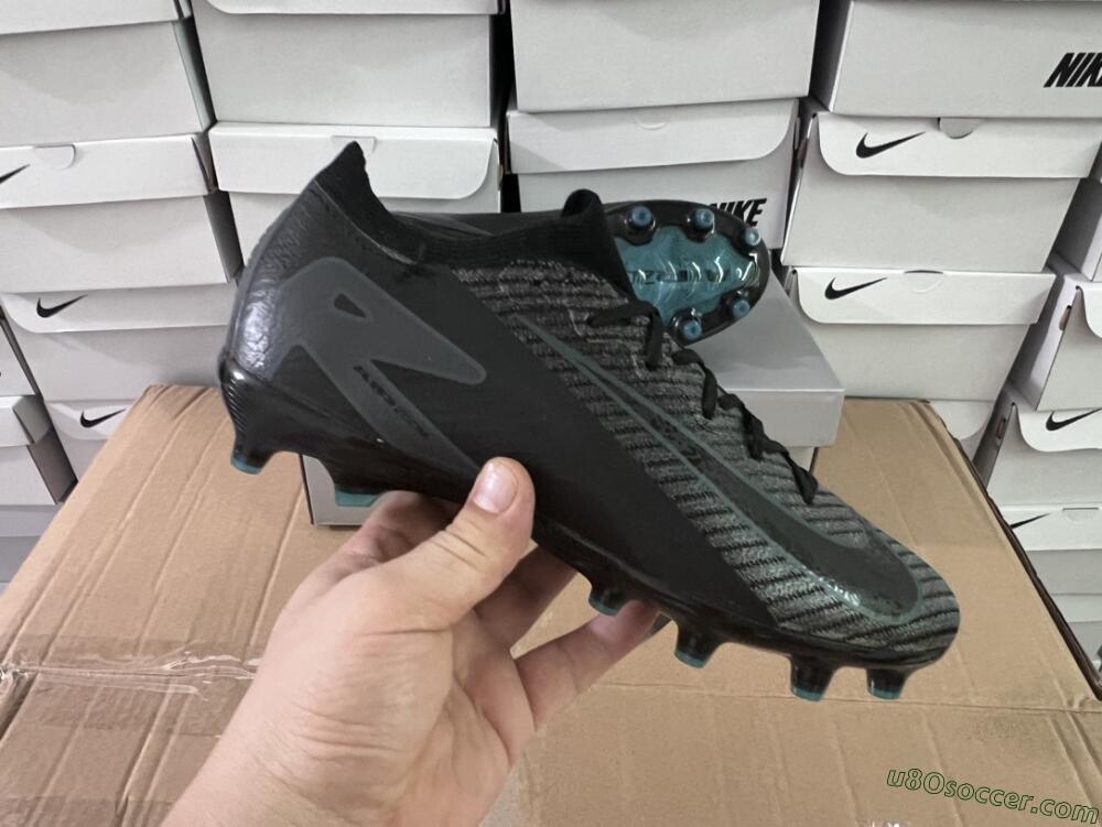 Nike Air Zoom Mercurial Vapor 16 Elite AG Artificial Grass Soccer Cleats - Black/Grey/Blue