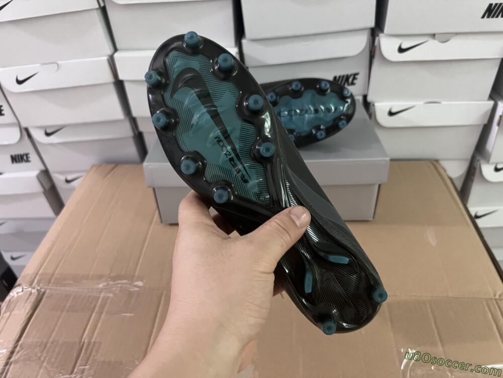 Nike Air Zoom Mercurial Vapor 16 Elite AG Artificial Grass Soccer Cleats - Black/Grey/Blue