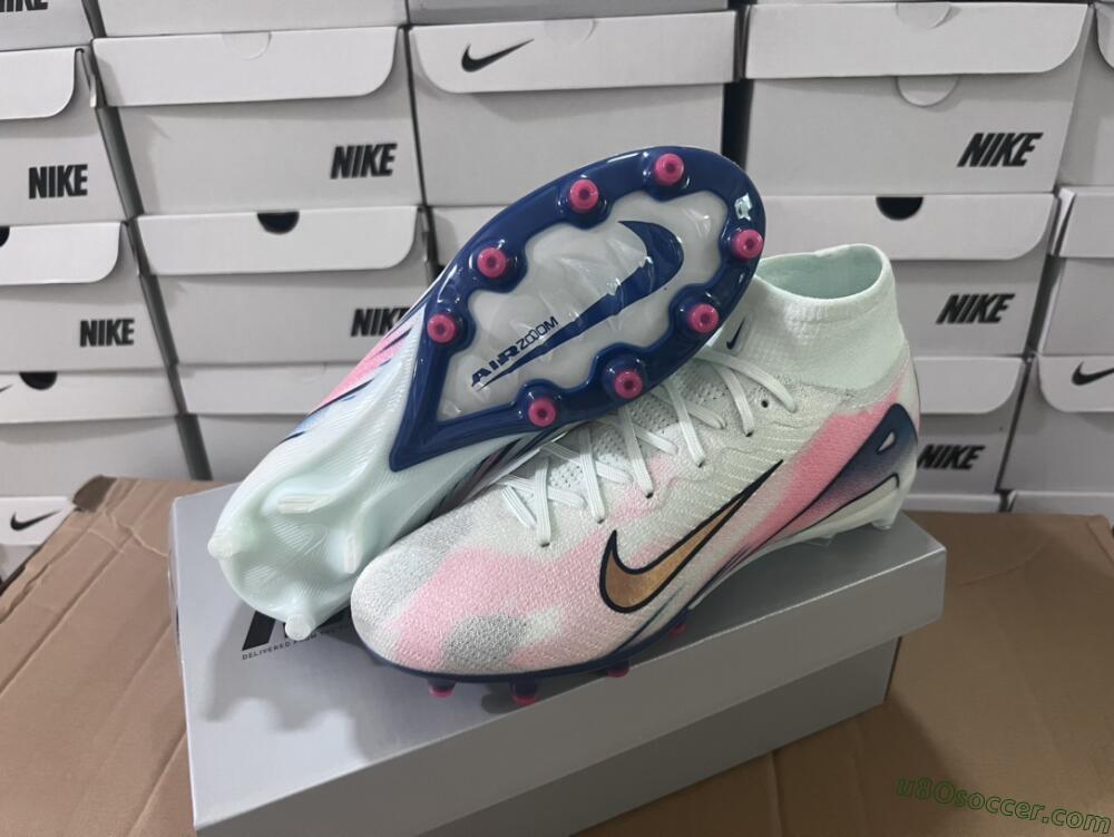 Nike Air Zoom Mercurial Superfly 10 Elite AG Artificial Grass Soccer Cleats - Jade/Yellow/Pink/Blue
