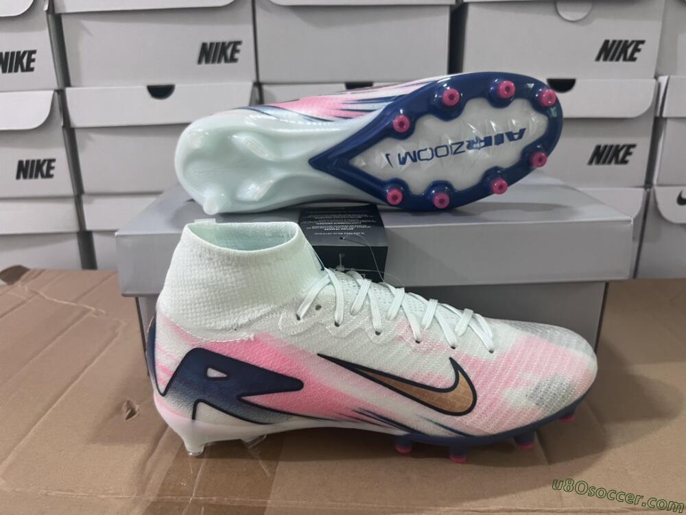 Nike Air Zoom Mercurial Superfly 10 Elite AG Artificial Grass Soccer Cleats - Jade/Yellow/Pink/Blue