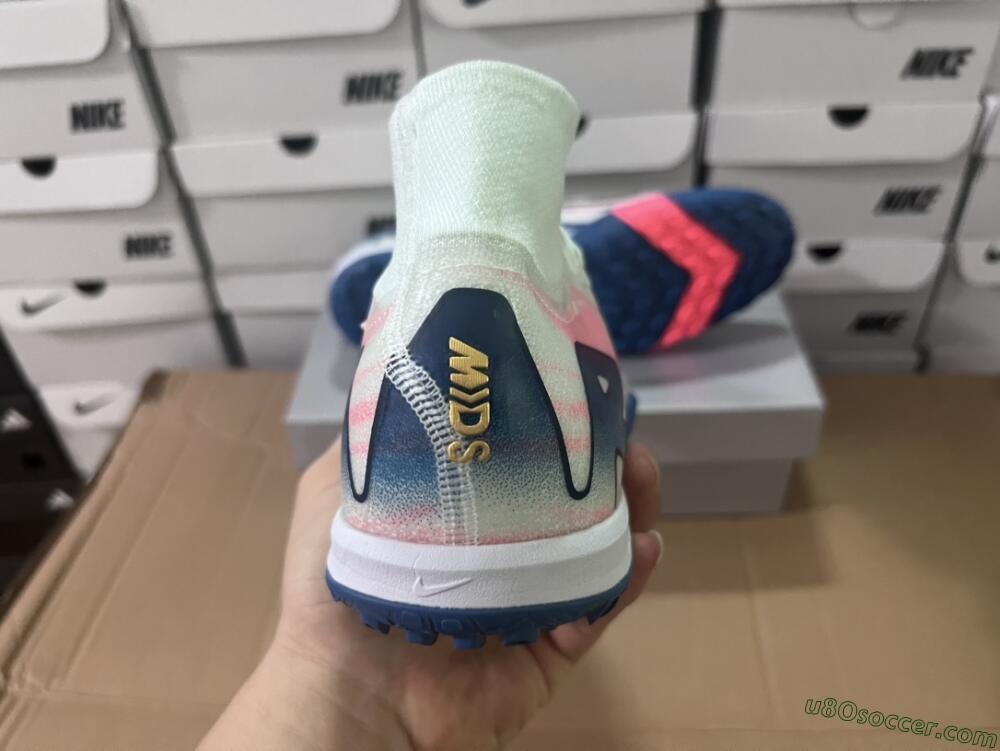 Nike Air Zoom Mercurial Superfly 10 Elite TF Artificial Turf Soccer Shoes - White/Pink/Blue