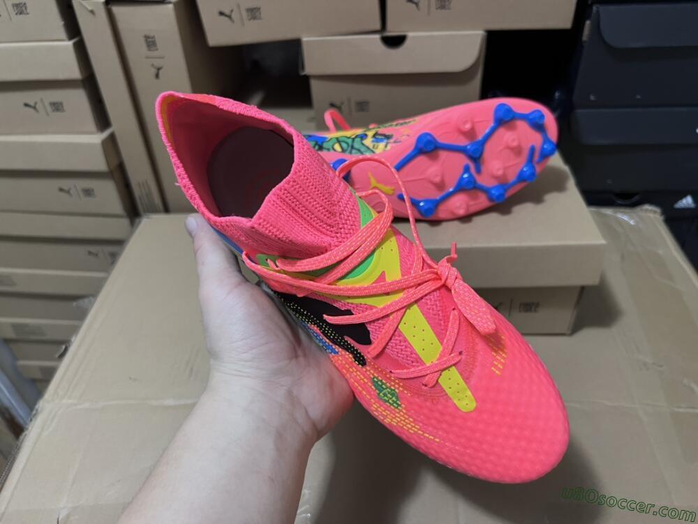 Puma Future Ultimate MG Multi Ground Soccer Cleats - Pink/Blue/Green/Yellow
