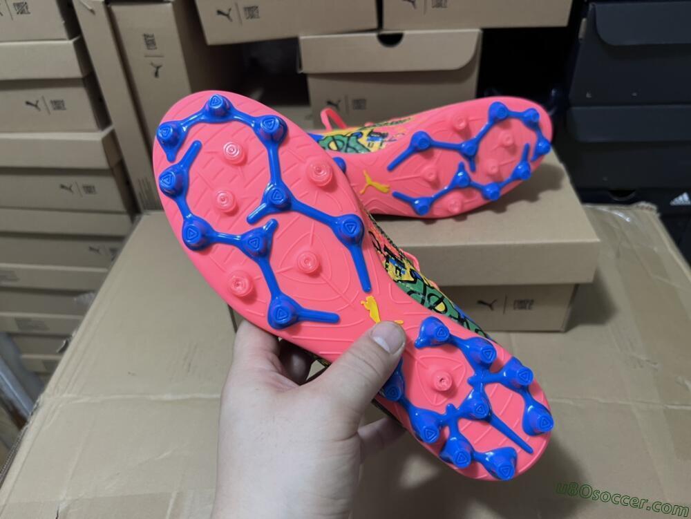 Puma Future Ultimate MG Multi Ground Soccer Cleats - Pink/Blue/Green/Yellow