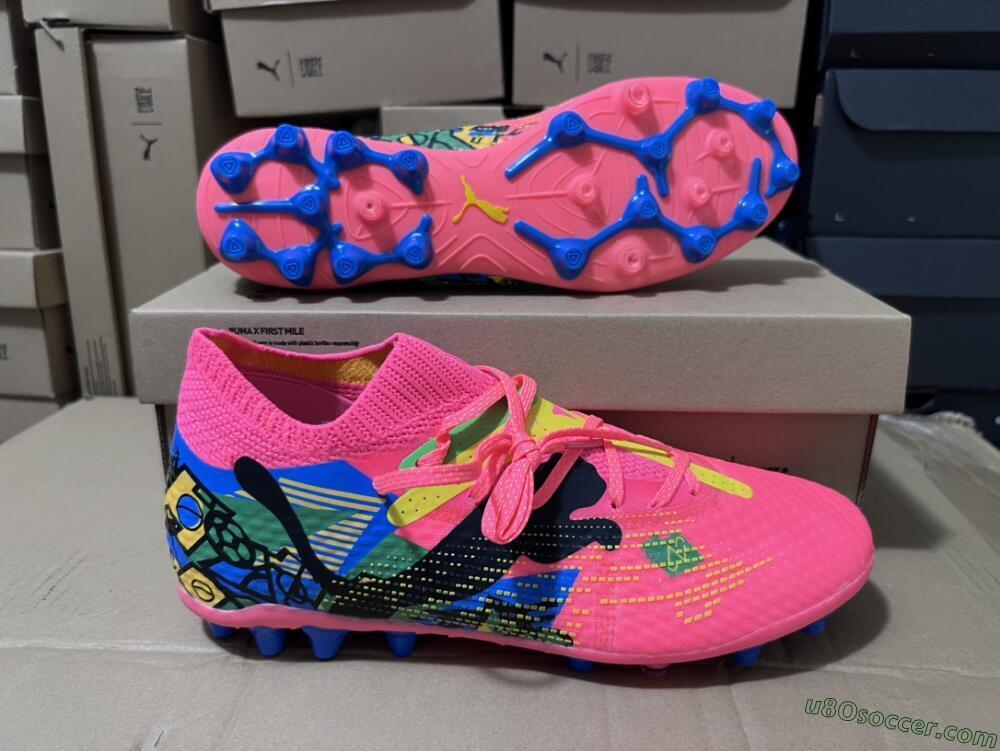 Puma Future Ultimate MG Multi Ground Soccer Cleats - Pink/Blue/Green/Yellow