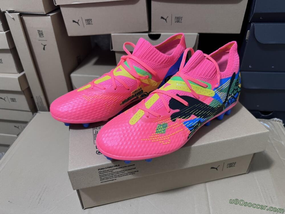 Puma Future Ultimate MG Multi Ground Soccer Cleats - Pink/Blue/Green/Yellow