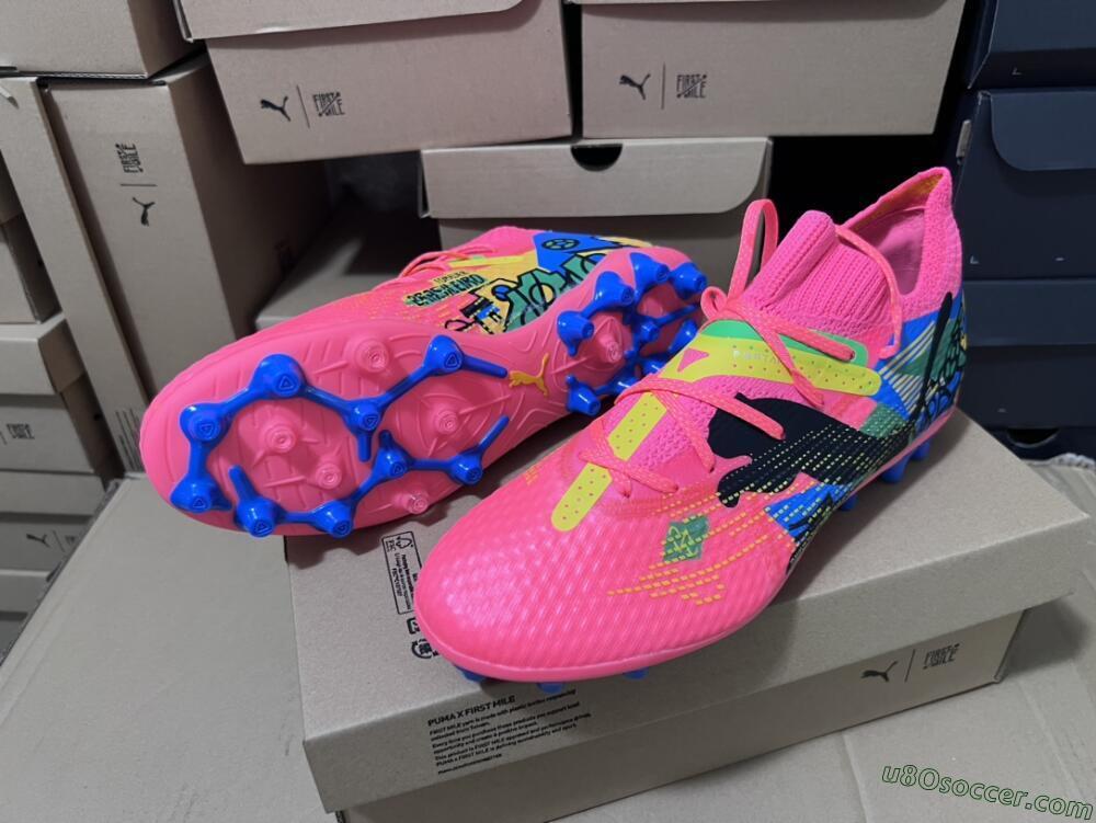 Puma Future Ultimate MG Multi Ground Soccer Cleats - Pink/Blue/Green/Yellow