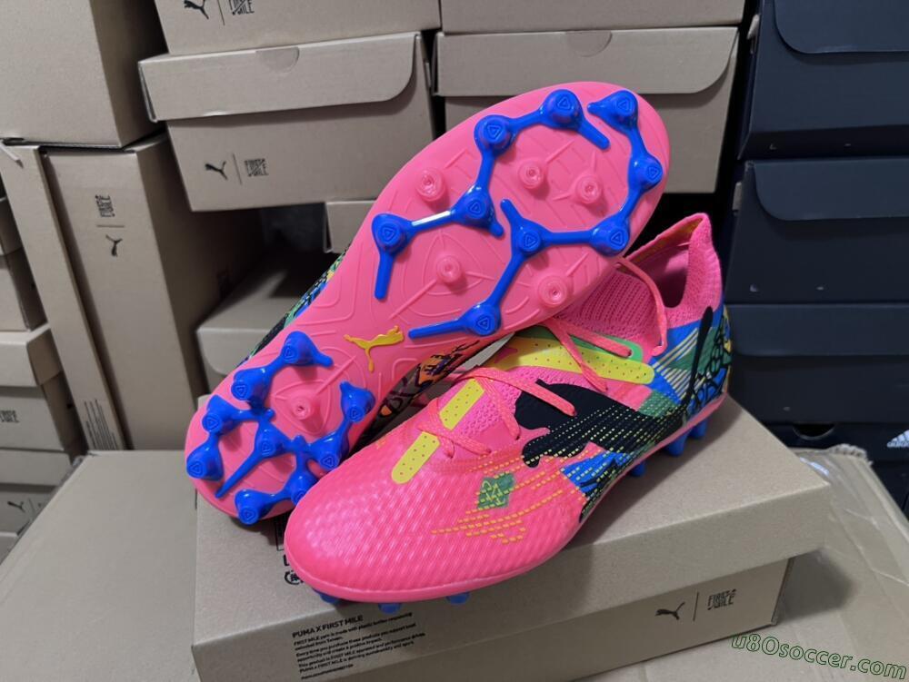 Puma Future Ultimate MG Multi Ground Soccer Cleats - Pink/Blue/Green/Yellow