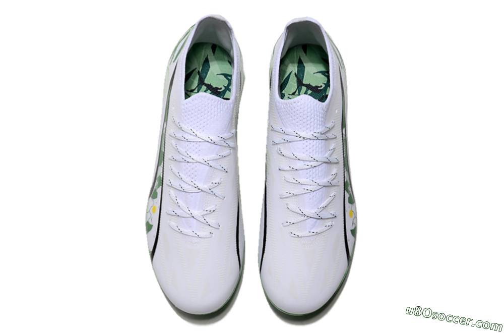 Puma Ultra Ultimate MG Multi Ground Soccer Cleats - White/Black/Green 4