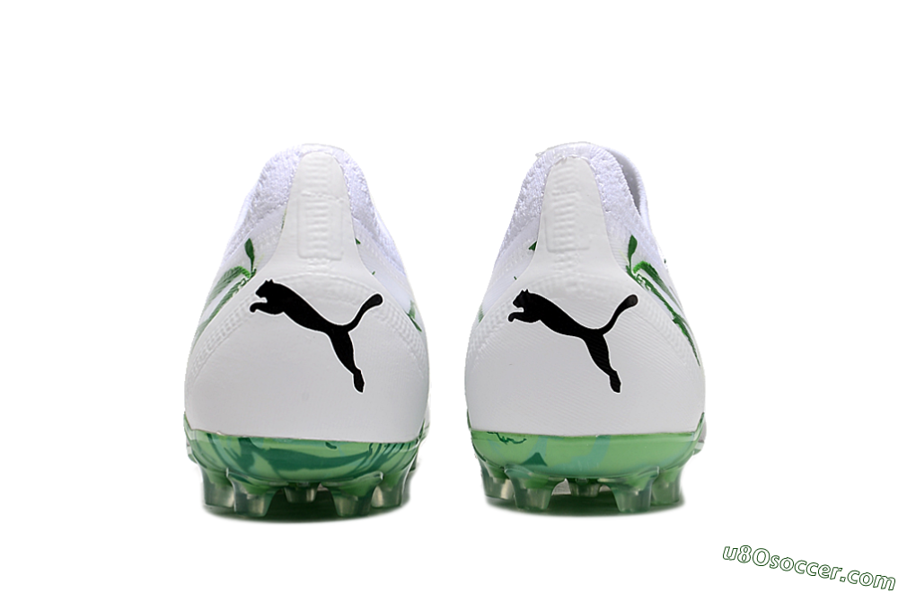 Puma Ultra Ultimate MG Multi Ground Soccer Cleats - White/Black/Green 5