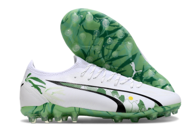 Puma Ultra Ultimate MG Multi Ground Soccer Cleats - White/Black/Green